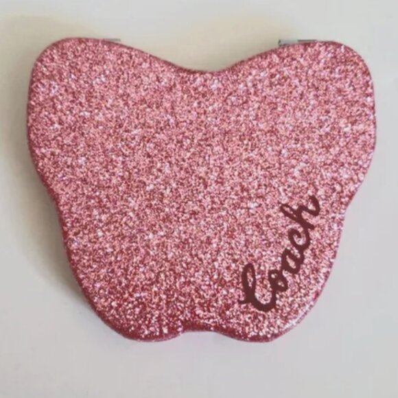 Coach Glitter Butterfly Compact Pink Mirror NWT - Picture 1 of 4